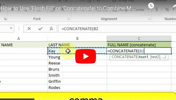 How To Use Flash Fill Or Concatenate To Combine Multiple Columns