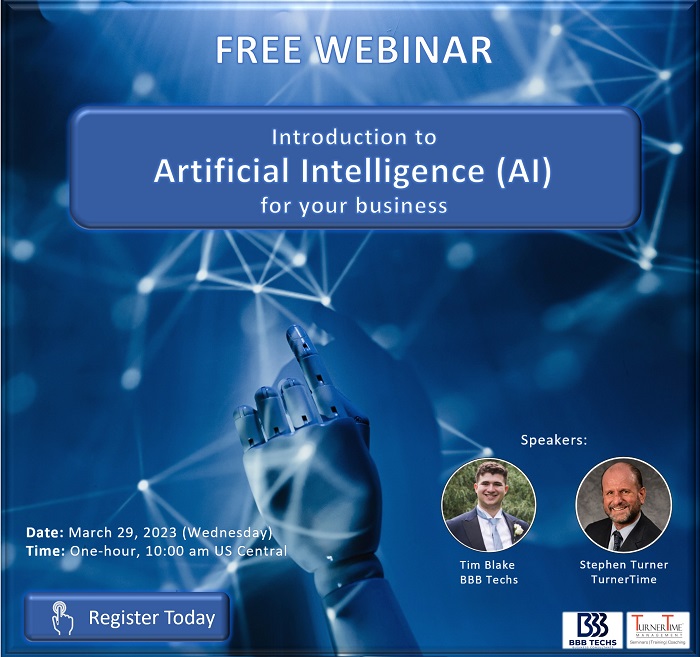 Free Webinar Introduction To Artificial Intelligence Ai For Your Business Turner Time